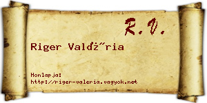 Riger Valéria névjegykártya